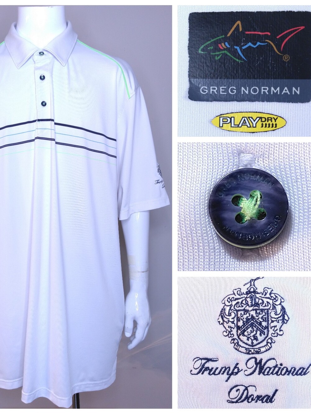 GREG NORMAN Polo Golf Shirt XXL TRUMP NATIONAL DORAL Performance GOLF 2XL SS